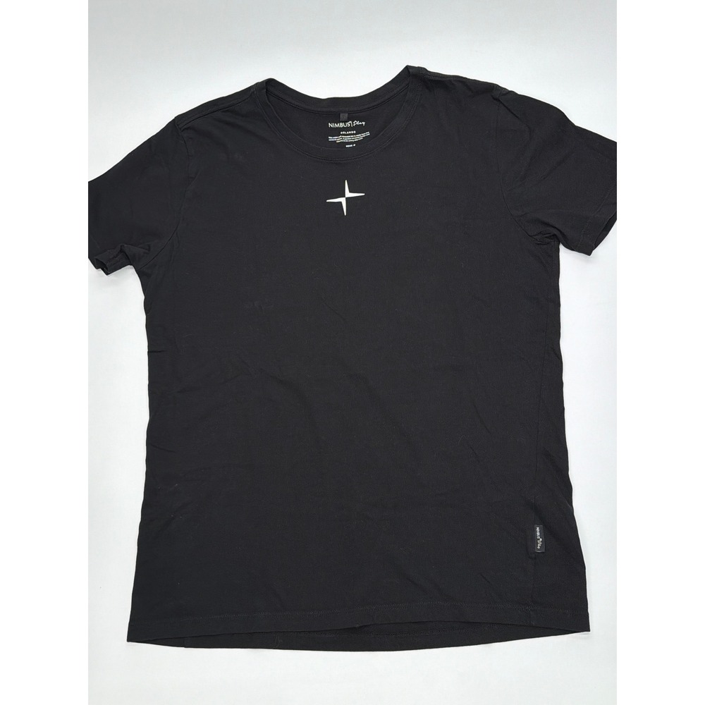 Nimbus Play Orlando Mens Black Combed Cotton Relaxed Fit Logo T-Shirt Size M